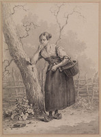 X 044j
<br/>
Meisje leunend tegen een boom
<br/>
<em>Ittmann, L. (werkzaam ca. 1800)</em>